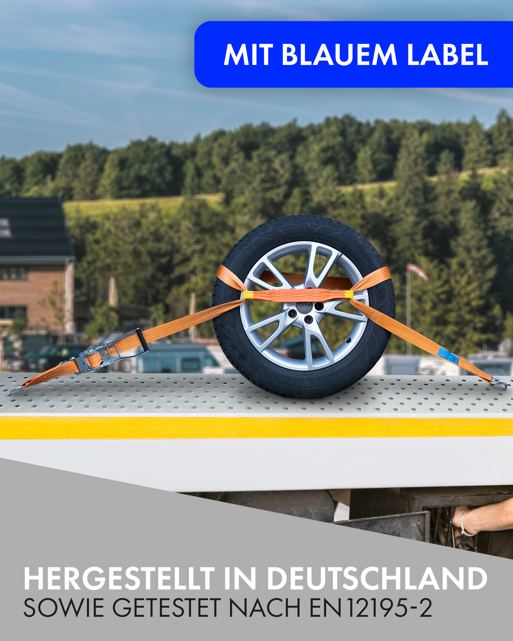 Autotransport Gurte werden in Deutschland konfektioniert und müssen nach EN 12195-2 hergestellt sein